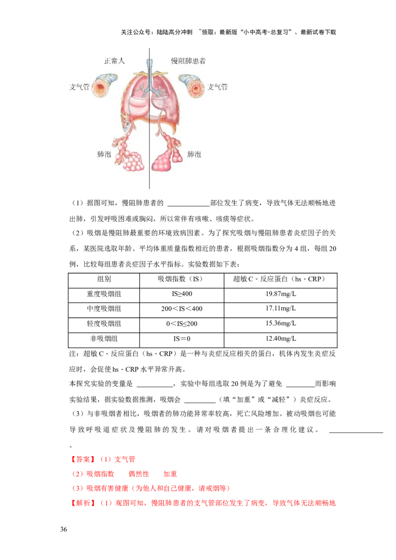 题型04图表分析（解析版）_02中考总复习（2026版更新中）_08-生物-中考总复习_2024年中考复习资料_专项复习_备战2024年中考生物真题题源解密