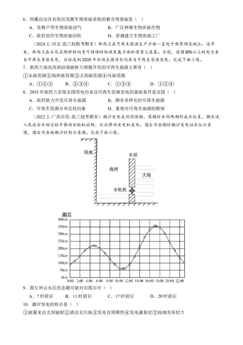 微专题新能源开发利用（练习）（原卷版）_9.2025地理总复习_2024年新高考资料_2.2024二轮复习_2024年高考地理二轮复习讲练测（新教材新高考）_微专题