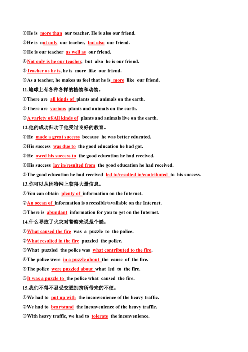 专题48高考英语书面表达同义替换+一句多译（讲案）解析版_3.2025英语总复习_2025年新高考资料_一轮复习_2025年高考英语一轮复习知识清单