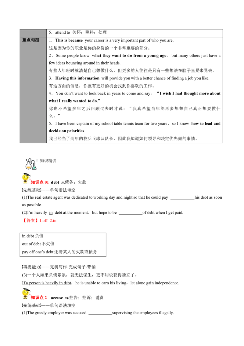 专题36.选择性必修第4册　Unit5　LaunchingYourCareer（教师版）---2023届高三英语总复习（人教版2019）_3.2025英语总复习_2023年新高考资料_专项复习_2023届高三英语总复习
