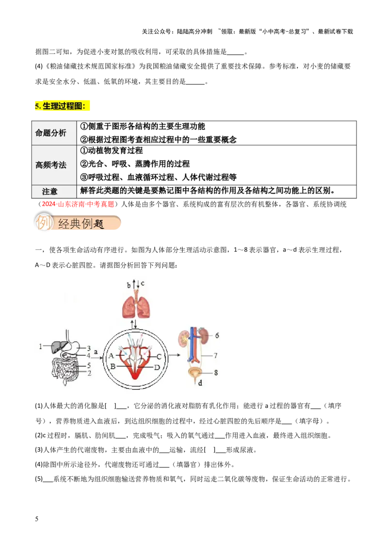 题型02生物图表解题技巧（原卷版）_02中考总复习（2026版更新中）_08-生物-中考总复习_2025中考复习资料_2025年中考生物答题方法模板_题型02生物图表解题技巧-2025年中考生物答题方法模板