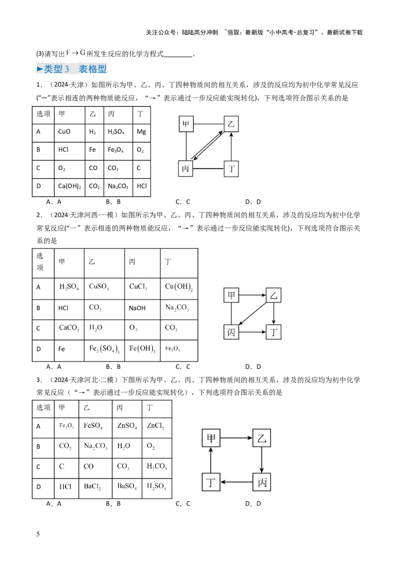 题型02物质推断题（原卷版）_02中考总复习（2026版更新中）_05-化学-中考总复习_2025年中考复习资料_备战2025年中考化学真题题源解密