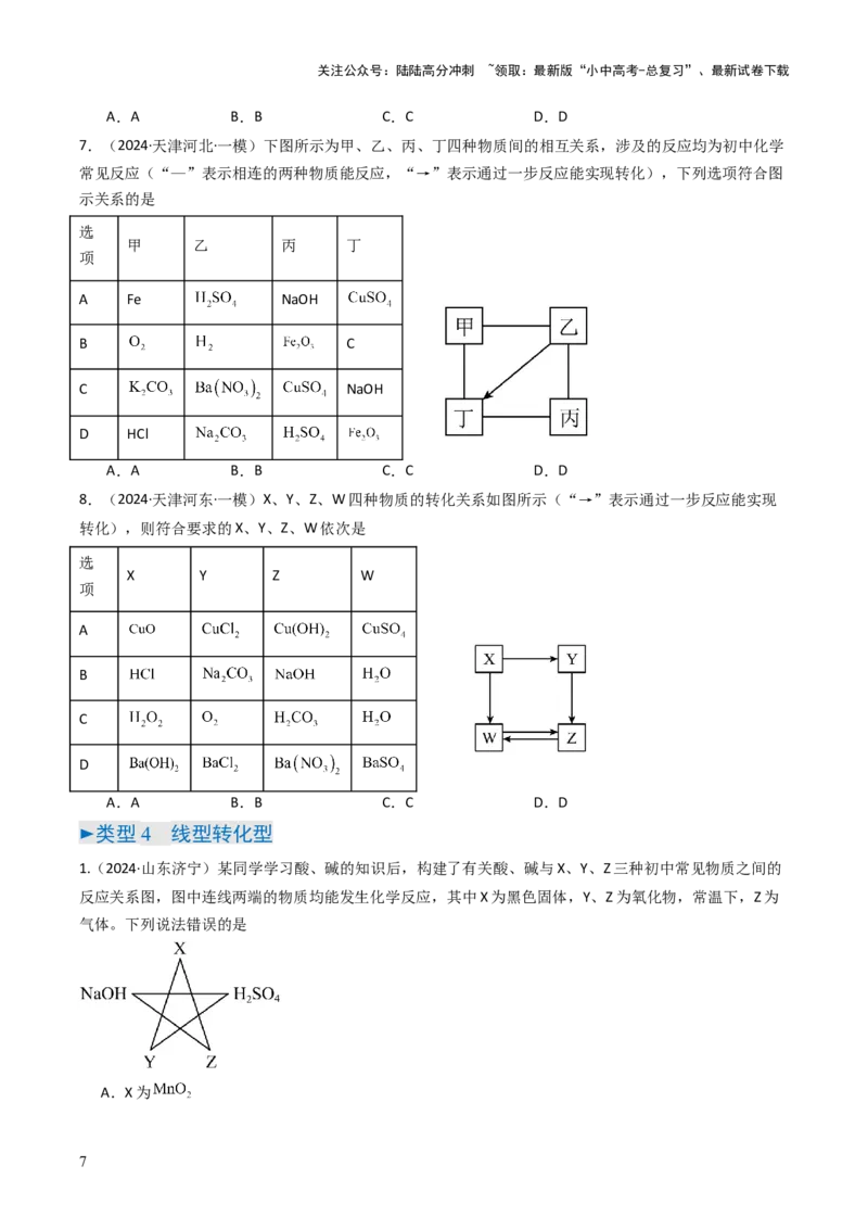 题型02物质推断题（原卷版）_02中考总复习（2026版更新中）_05-化学-中考总复习_2025年中考复习资料_备战2025年中考化学真题题源解密