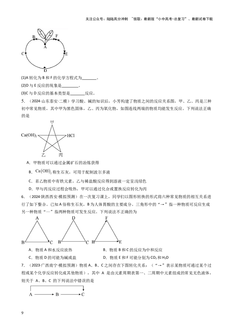 题型02物质推断题（原卷版）_02中考总复习（2026版更新中）_05-化学-中考总复习_2025年中考复习资料_备战2025年中考化学真题题源解密