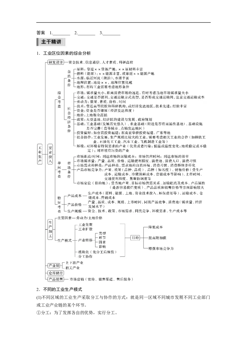 第1部分专题8考点2　工业区位因素_9.2025地理总复习_2023年新高考复习资料_二轮复习_2023年高考地理二轮复习讲义+课件（新高考版）_2023年高考地理二轮复习讲义（新高考版）_学生版