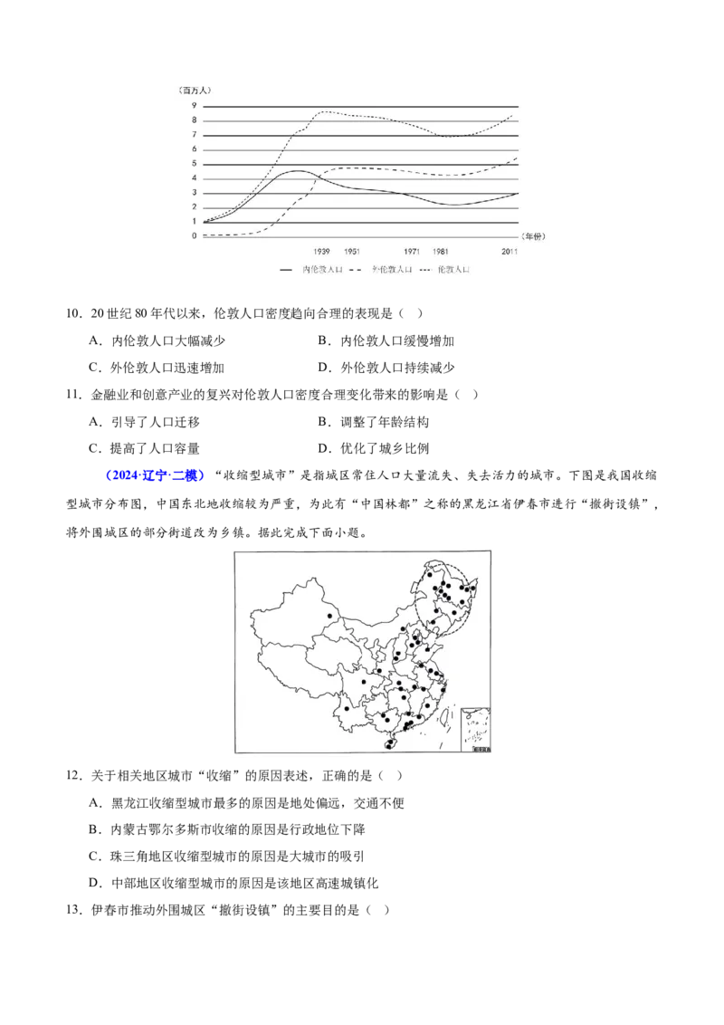 押广东卷第15~16题人口与城市（城镇化、人口迁移、乡村振兴等等）-备战2024年高考地理临考题号押题（广东卷）（原卷版）_9.2025地理总复习_2024年新高考资料_5.2024三轮冲刺