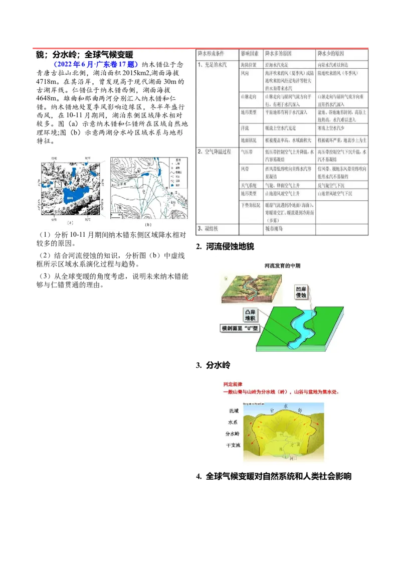 第17题水文现象研究（水系、水文特征、湖泊、河口等）-备战2024年高考地理临考题号押题（广东卷）（原卷版）_9.2025地理总复习_2024年新高考资料_5.2024三轮冲刺