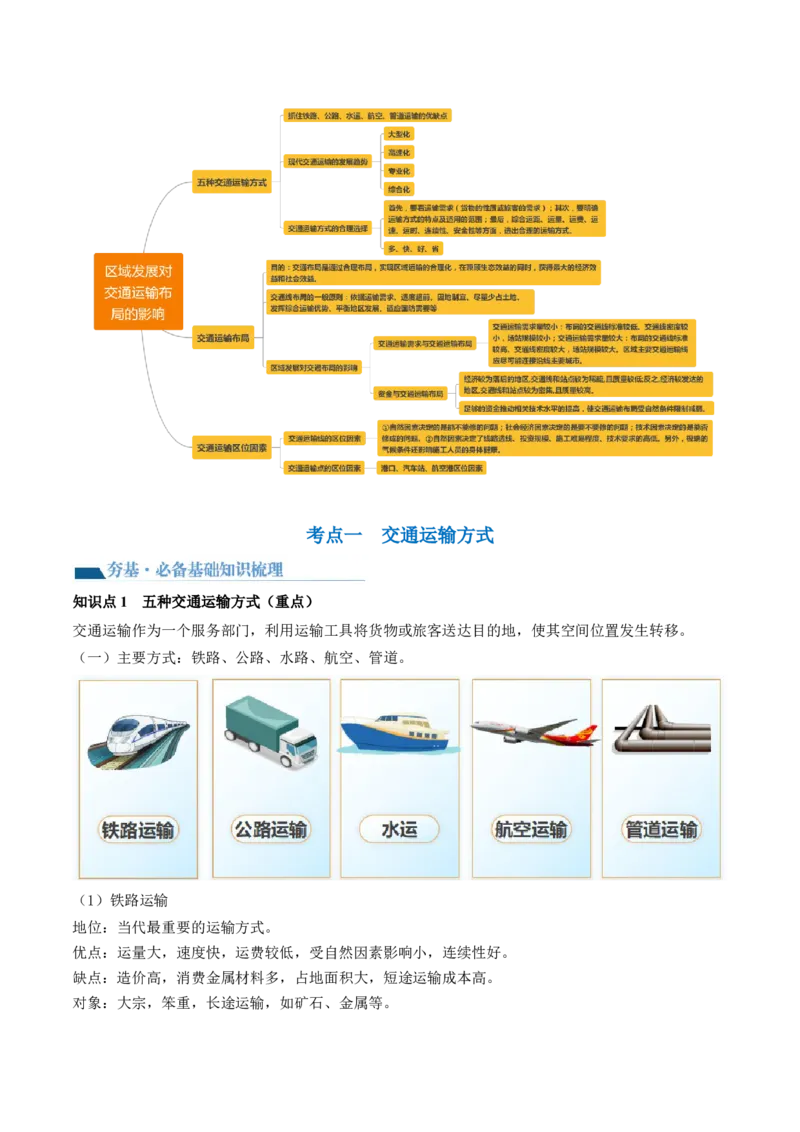 第27讲区域发展对交通运输布局的影响（讲义）（原卷版）_9.2025地理总复习_2024年新高考资料_1.2024一轮复习_2024年高考地理一轮复习讲练测（新教材新高考）