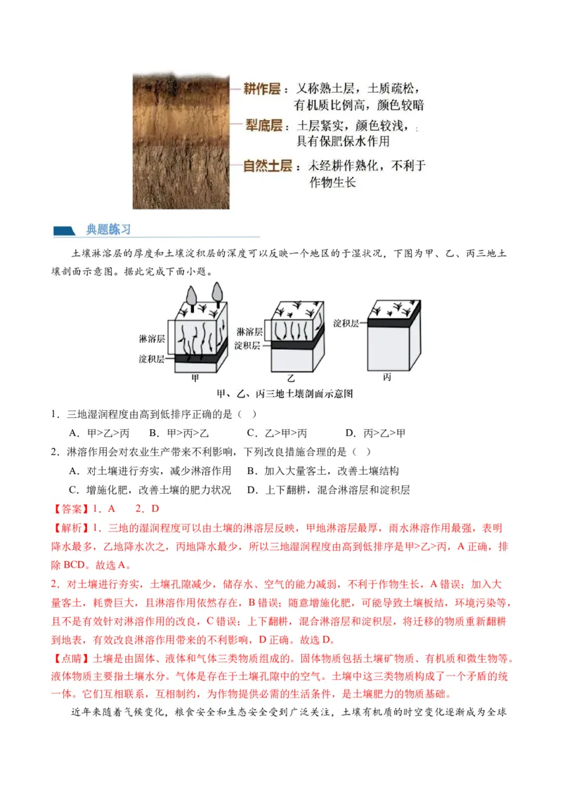 第16讲植被和土壤（讲义）（解析版）_9.2025地理总复习_2024年新高考资料_1.2024一轮复习_2024年高考地理一轮复习讲练测（新教材新高考）