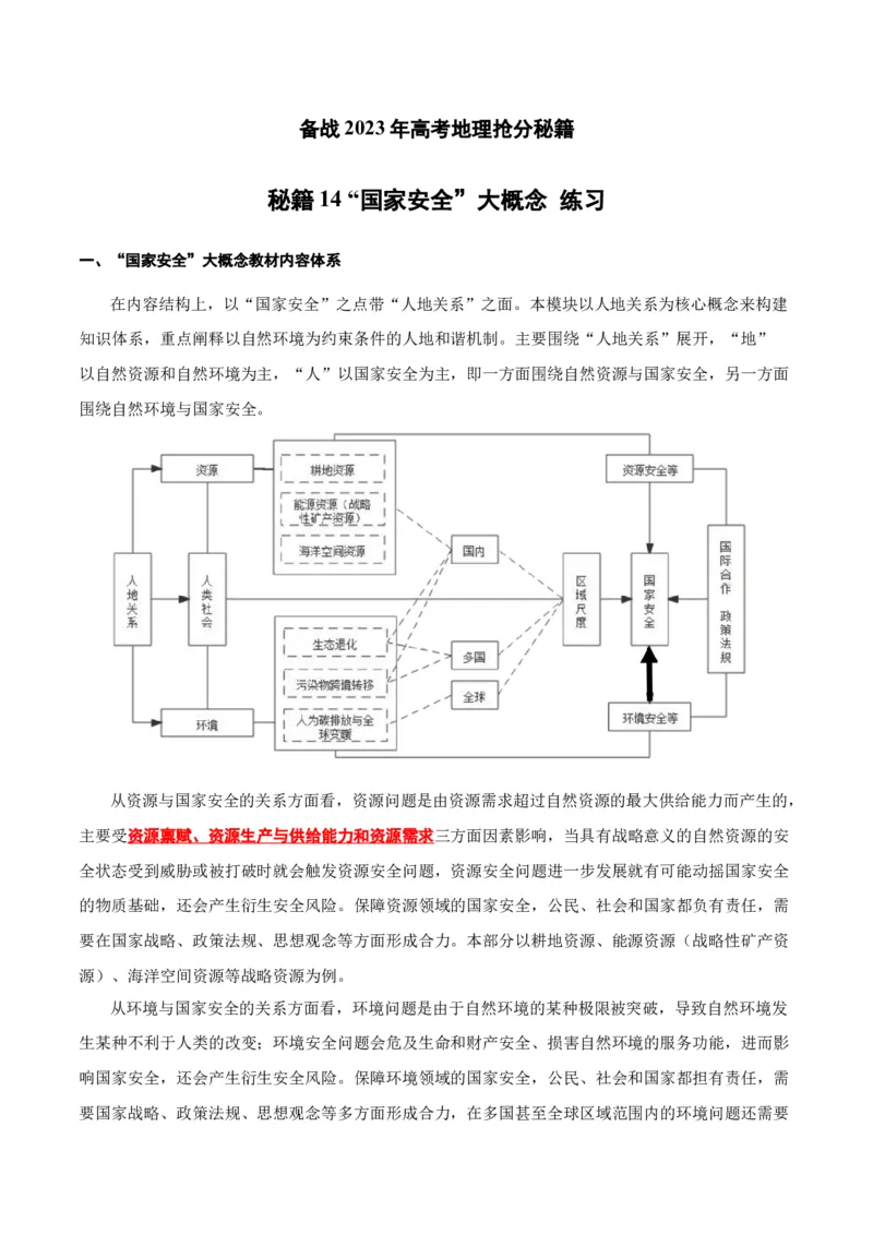 秘籍14高频考点国家安全主题（解析版）_9.2025地理总复习_2023年新高考复习资料_备战2023年高考地理抢分秘籍（新高考专用）