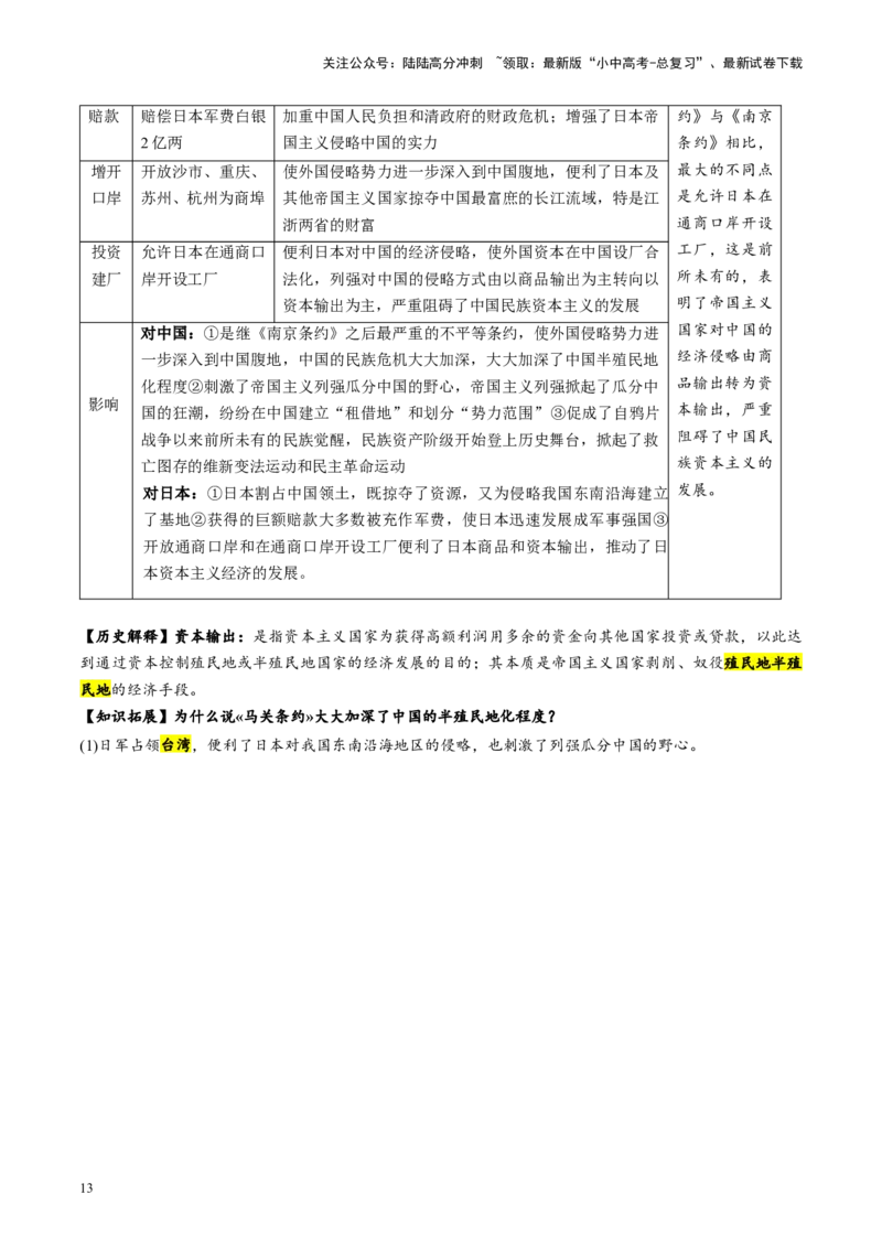 （讲义）专题08近代化的早期探索与民族危机的加剧（解析版）_02中考总复习（2026版更新中）_06-历史-中考总复习_2024年中考复习资料_一轮复习_配套讲义（原卷版+解析版）