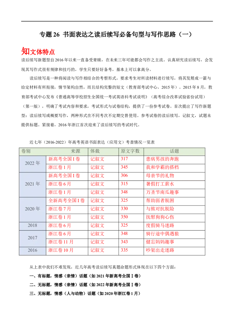 专题27-书面表达之读后续写必备句型与写作思路（一）（原卷版）先学先知备考2023年高考英语零轮复习双基必过学与练（通用版）_3.2025英语总复习_专项复习