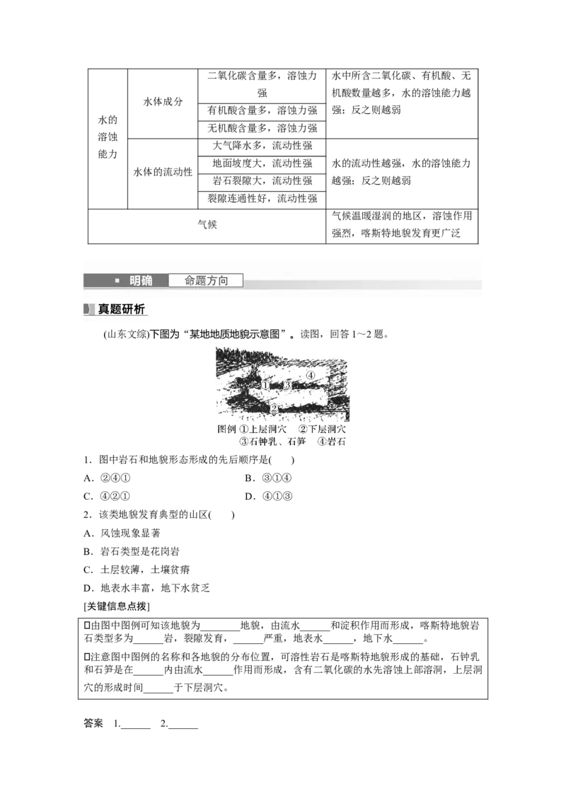 第一部分　第五章　第4讲　课时32　喀斯特地貌_9.2025地理总复习_2024年新高考资料_1.2024一轮复习_2024年高考地理一轮复习讲义（新人教版）_学生版在此文件夹_大一轮复习讲义