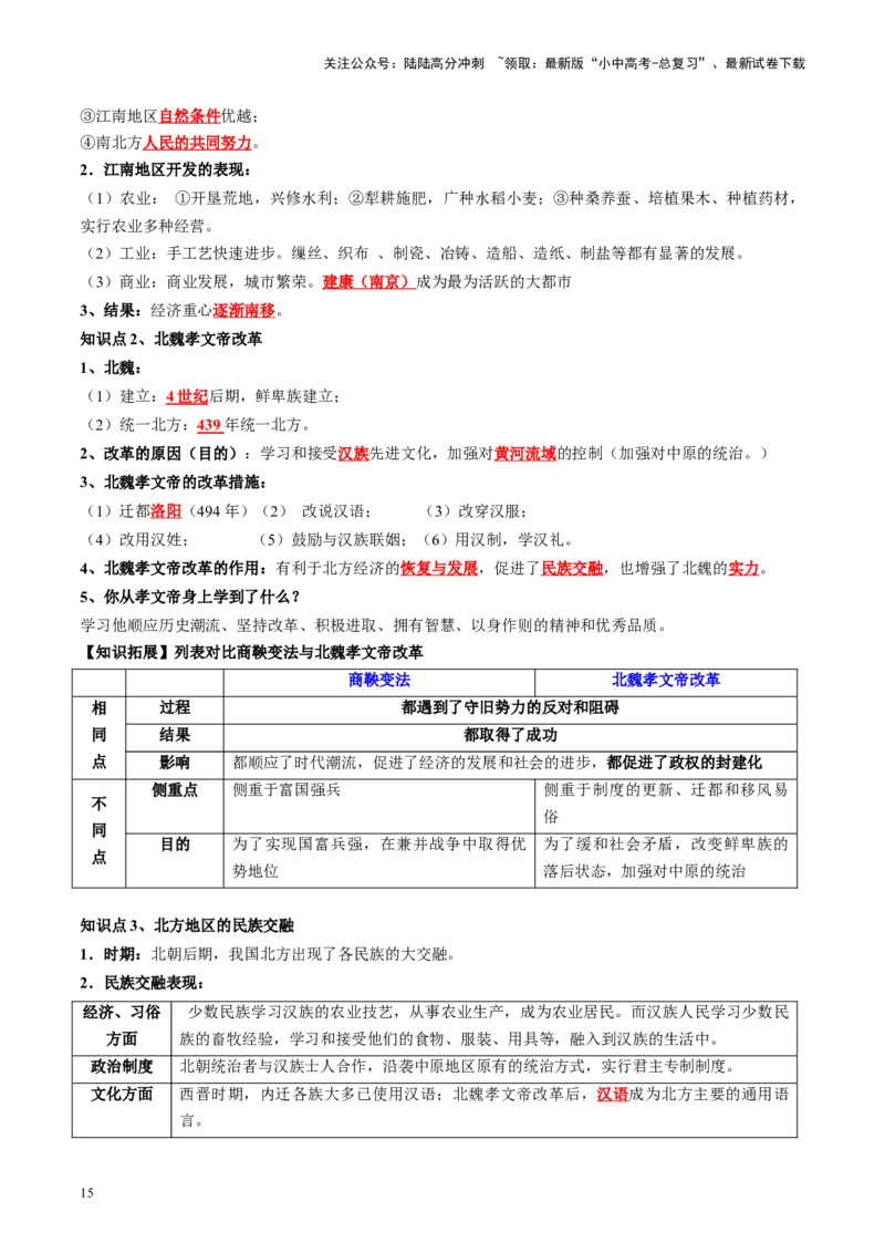 （讲义）专题03三国两晋南北朝时期：政权分立与民族交融修改版（解析版）_02中考总复习（2026版更新中）_06-历史-中考总复习_2024年中考复习资料_一轮复习_教师版（含答案解析）