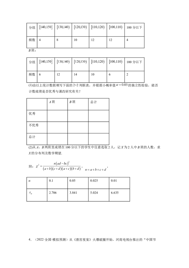 专题10-2概率统计（解答题）(原卷版）_2.2025数学总复习_2023年新高考资料_二轮复习_2023年高考数学二轮热点题型归纳演练（新高考专用）