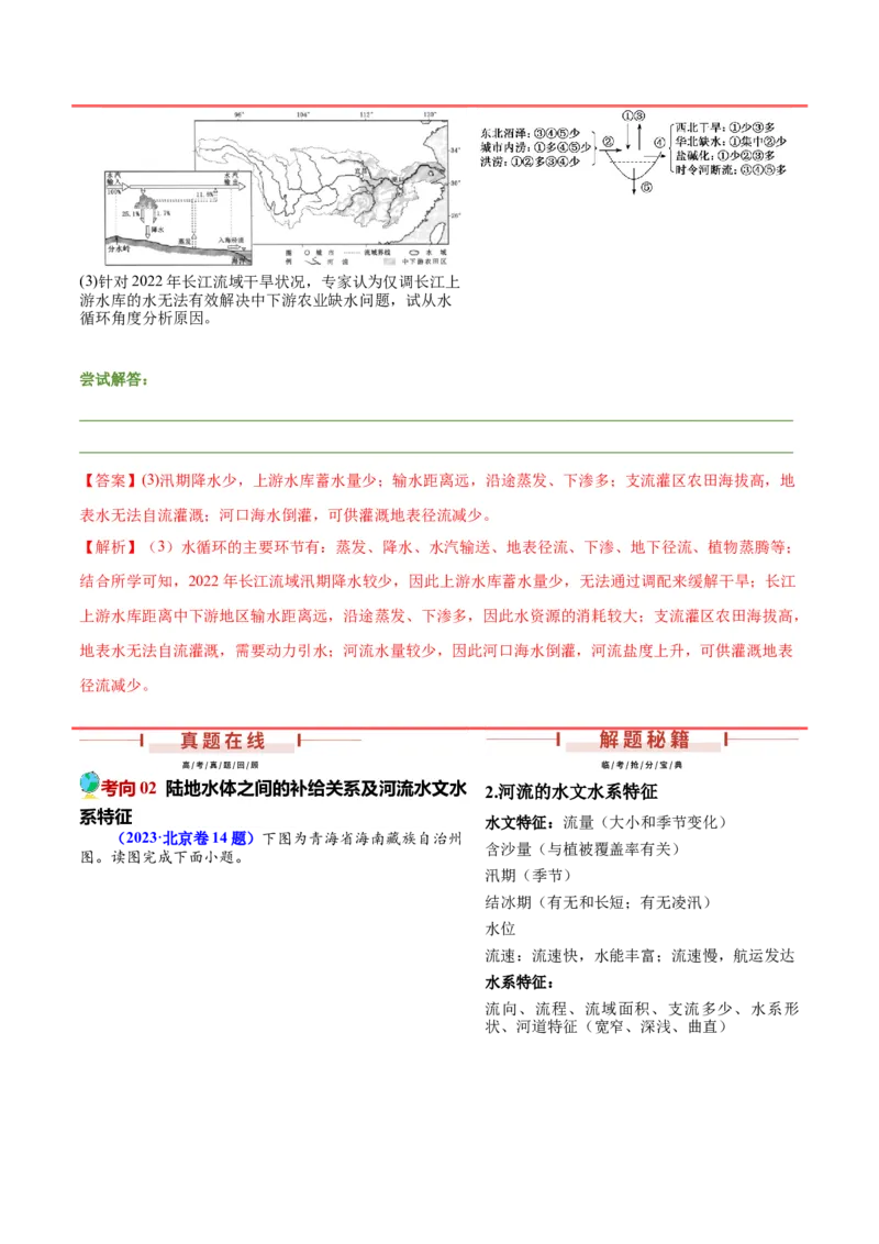 押新高考09水文现象研究-备战2024年高考地理临考题号押题（新高考通用）（解析版）_9.2025地理总复习_2024年新高考资料_5.2024三轮冲刺