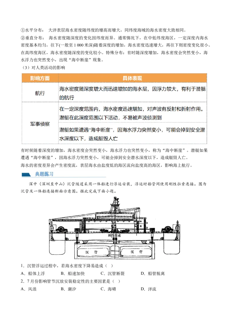 第11讲海水的性质和海水的运动（讲义）（解析版）_9.2025地理总复习_2024年新高考资料_1.2024一轮复习_2024年高考地理一轮复习讲练测（新教材新高考）