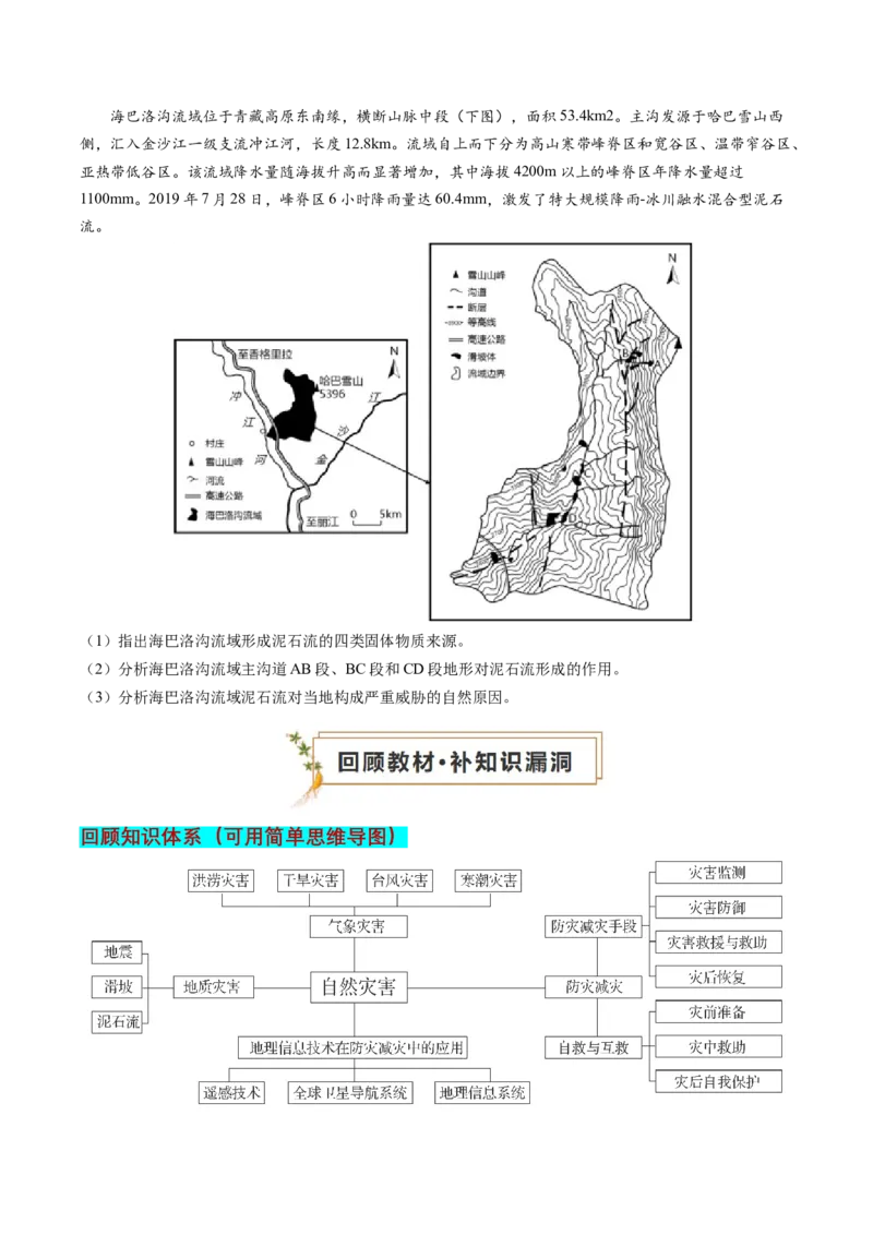 查补知识&middot;通关练专题06自然灾害（原卷版）_9.2025地理总复习_2024年新高考资料_5.2024三轮冲刺_查漏补缺2024年高考地理复习冲刺过关（新高考通用）