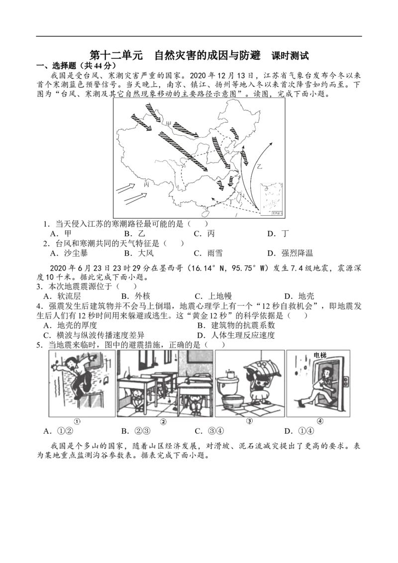 测12自然灾害的成因与防避-考点聚焦2023年高考地理总复习讲练测_9.2025地理总复习_赠品通用版（老高考）复习资料_专项复习_考点聚焦2023年高考地理总复习讲练测