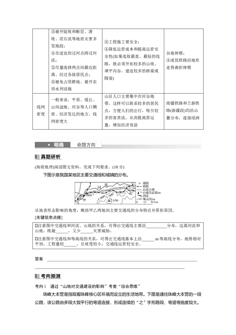 第一部分　第五章　第2讲　课时28　山地对交通的影响_9.2025地理总复习_2024年新高考资料_1.2024一轮复习_2024年高考地理一轮复习讲义（新人教版）_学生版在此文件夹_大一轮复习讲义