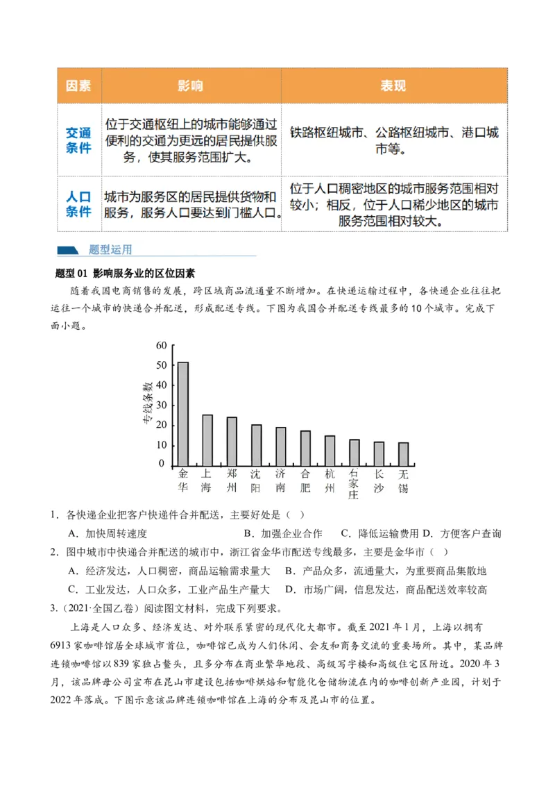 第26讲服务业区位因素及其变化（讲义）（原卷版）_9.2025地理总复习_2024年新高考资料_1.2024一轮复习_2024年高考地理一轮复习讲练测（新教材新高考）
