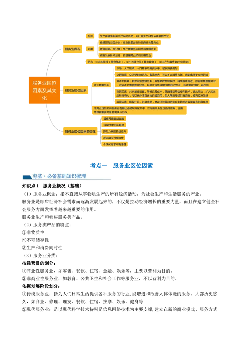 第26讲服务业区位因素及其变化（讲义）（原卷版）_9.2025地理总复习_2024年新高考资料_1.2024一轮复习_2024年高考地理一轮复习讲练测（新教材新高考）