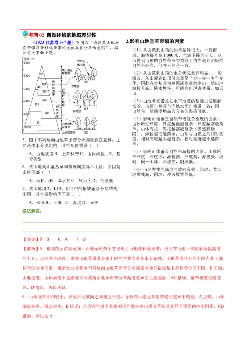 押新高考13自然环境的整体性和差异性-备战2024年高考地理临考题号押题（新高考通用）（解析版）_9.2025地理总复习_2024年新高考资料_5.2024三轮冲刺