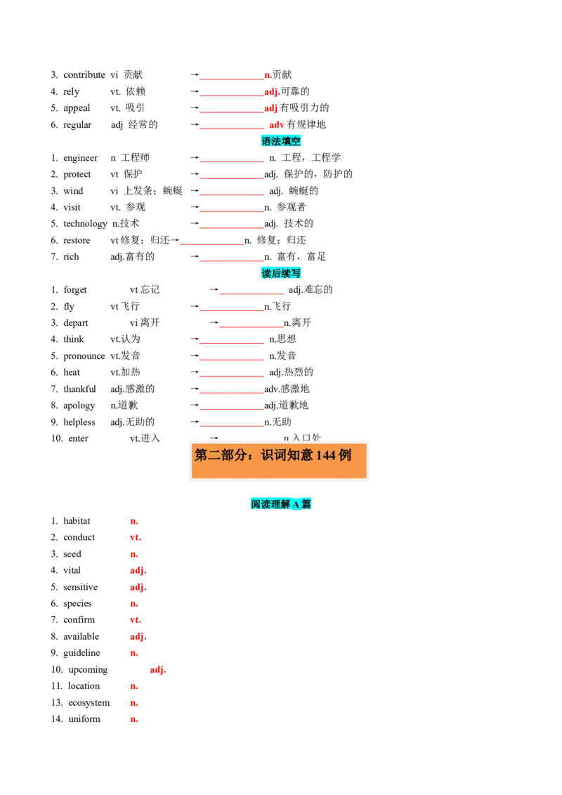 专题262024年新课标I卷词汇二次开发+真题语料单句填空75例原卷版_3.2025英语总复习_2025年新高考资料_一轮复习_2025年高考英语一轮复习知识清单