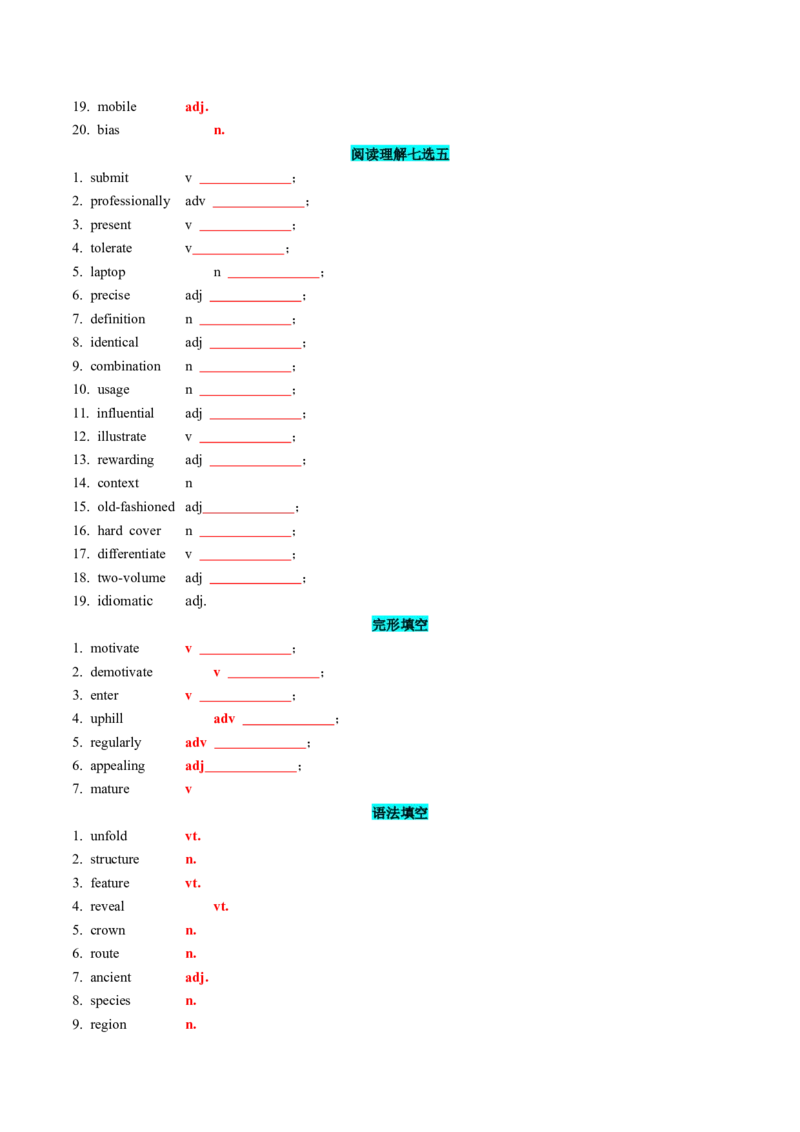 专题262024年新课标I卷词汇二次开发+真题语料单句填空75例原卷版_3.2025英语总复习_2025年新高考资料_一轮复习_2025年高考英语一轮复习知识清单