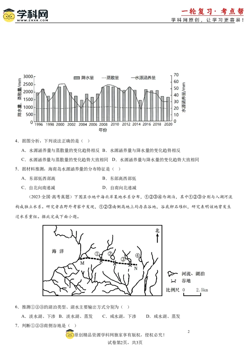 第10讲水循环和水量平衡（原卷版）_9.2025地理总复习_2025年新高考资料_一轮复习_备战2025年高考地理一轮复习考点帮（新高考通用）