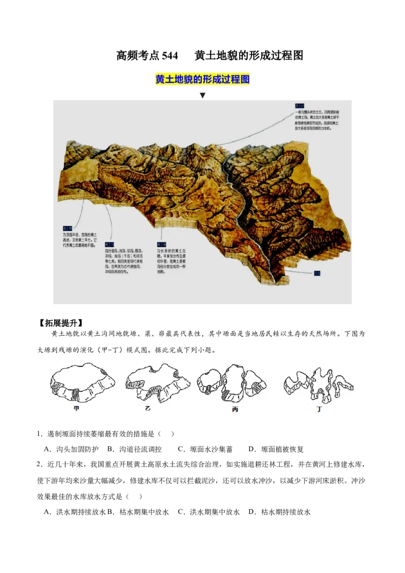 地理微考点：黄土地貌的形成过程图-备战2023年高考总复习地理微考点狙击与专项突破_9.2025地理总复习_2023年新高考复习资料_专项复习_备战2023年高考地理总复习微考点狙击与专项测练