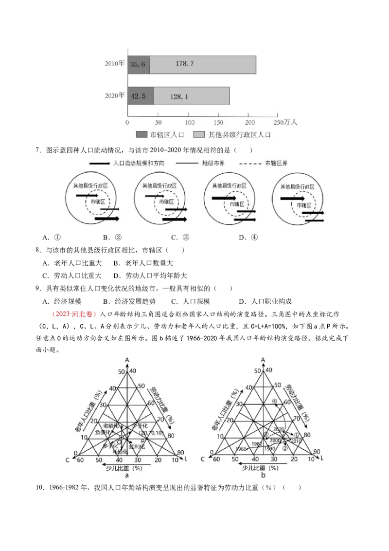 查补知识&middot;通关练专题07人口、聚落与城市辐射（原卷版）_9.2025地理总复习_2024年新高考资料_5.2024三轮冲刺_查漏补缺2024年高考地理复习冲刺过关（新高考通用）