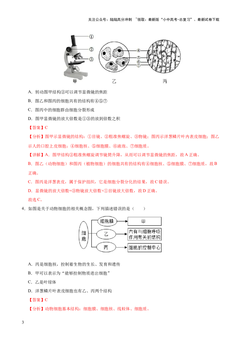 题型01读图理解（测试）（解析版）_02中考总复习（2026版更新中）_08-生物-中考总复习_2025中考复习资料_2025中考二轮课件ppt+讲义+练习生物_测试