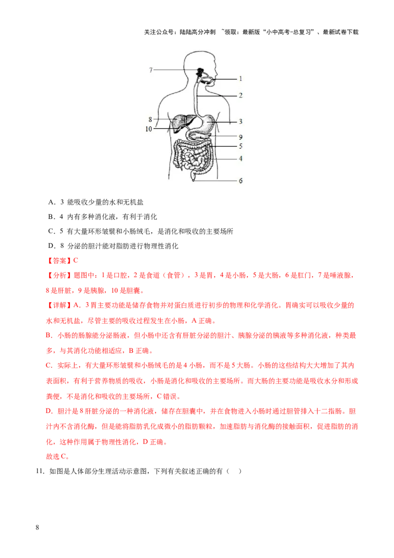 题型01读图理解（测试）（解析版）_02中考总复习（2026版更新中）_08-生物-中考总复习_2025中考复习资料_2025中考二轮课件ppt+讲义+练习生物_测试