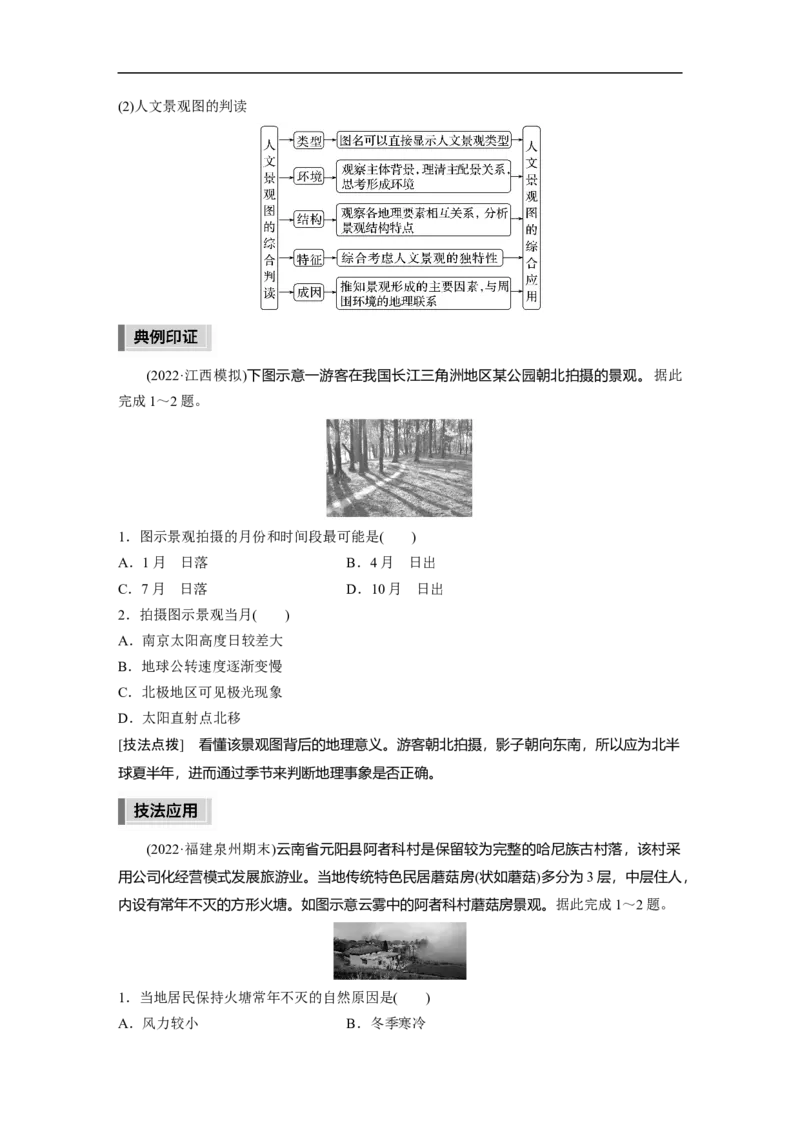第3部分1技法3　景观图类_9.2025地理总复习_2023年新高考复习资料_二轮复习_2023年高考地理二轮复习讲义+课件（新高考版）_2023年高考地理二轮复习讲义（新高考版）_学生版