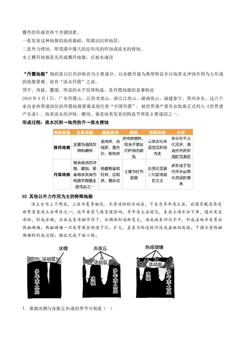 第13讲营造地表形态的力量及其地貌（讲义）（原卷版）_9.2025地理总复习_2024年新高考资料_1.2024一轮复习_2024年高考地理一轮复习讲练测（新教材新高考）