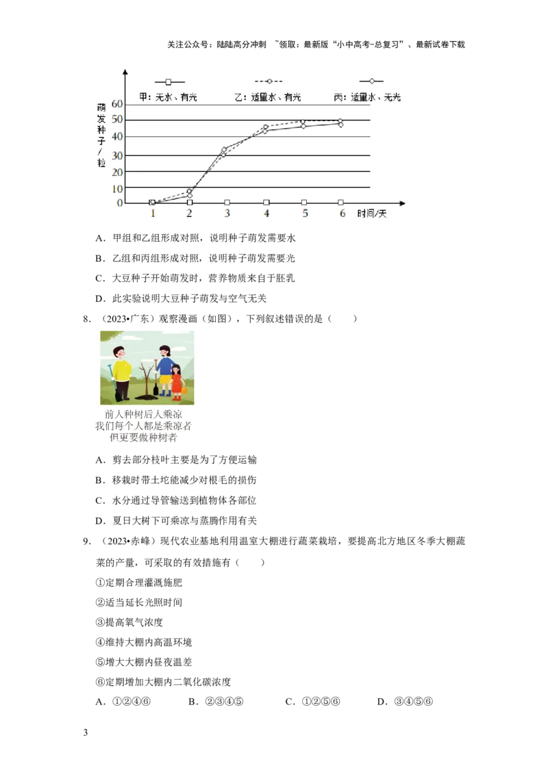 题型01选择题（原卷版）_02中考总复习（2026版更新中）_08-生物-中考总复习_2024年中考复习资料_专项复习_备战2024年中考生物真题题源解密