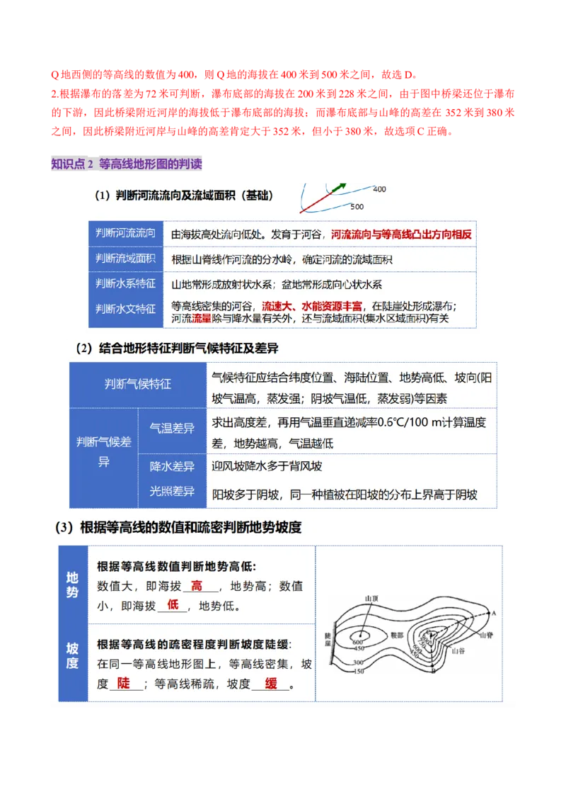 第02讲等高线地形图（讲义）（解析版）_9.2025地理总复习_2025年新高考资料_一轮复习_2025年高考地理一轮复习讲练测（新教材新高考）