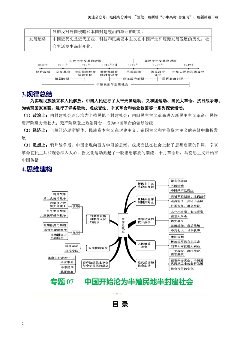 （讲义）专题07中国开始沦为半殖民地半封建社会（解析版）_02中考总复习（2026版更新中）_06-历史-中考总复习_2024年中考复习资料_一轮复习_配套讲义（原卷版+解析版）