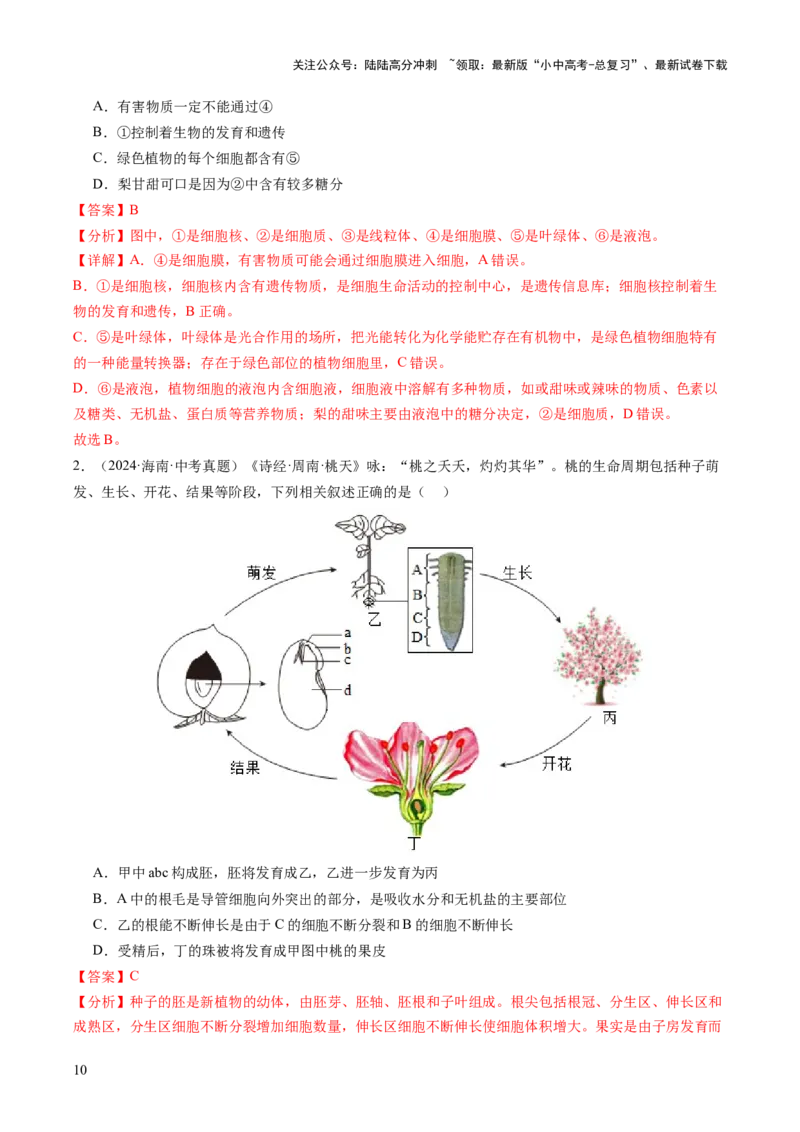 题型01读图理解（讲练）（解析版）_02中考总复习（2026版更新中）_08-生物-中考总复习_2025中考复习资料_2025中考二轮课件ppt+讲义+练习生物_讲义+练习