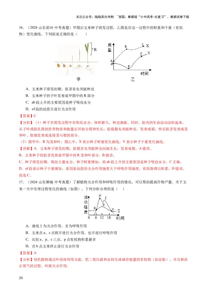 题型01读图理解（讲练）（解析版）_02中考总复习（2026版更新中）_08-生物-中考总复习_2025中考复习资料_2025中考二轮课件ppt+讲义+练习生物_讲义+练习