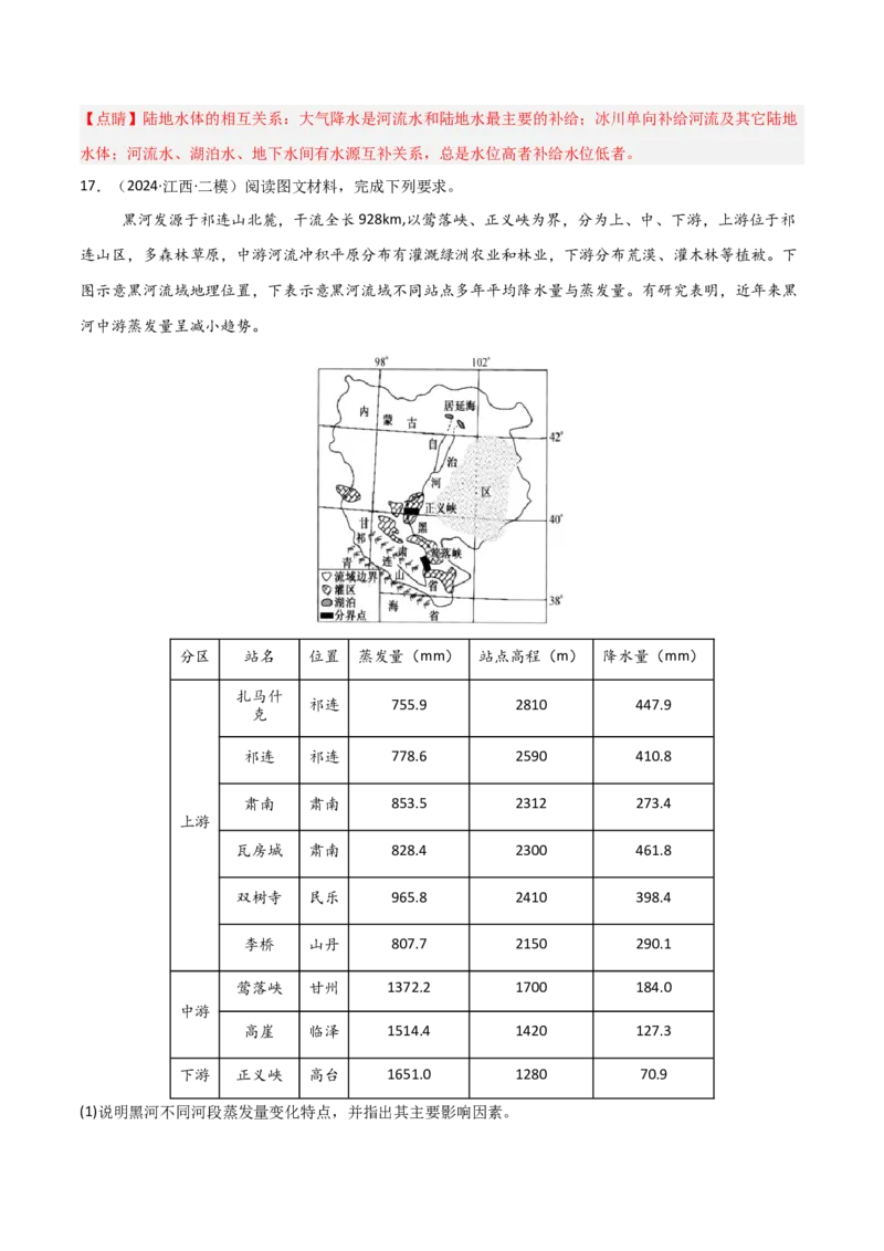 热点突破06（二）水量平衡-2025年高考地理一轮复习考点通关卷（新高考通用）（解析版）_9.2025地理总复习_2025年新高考资料_一轮复习_2025年高考地理一轮复习考点通关卷（新高考通用）