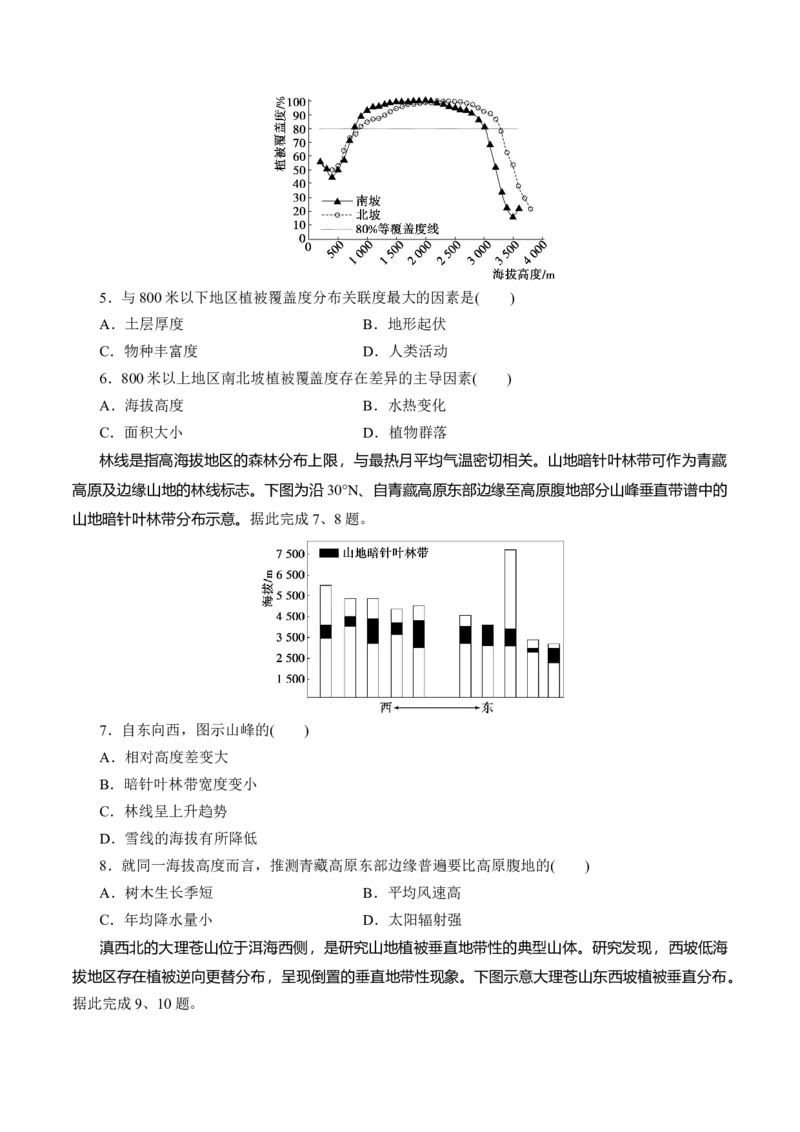 第18讲自然环境的地域差异性（练习）（原卷版）_9.2025地理总复习_2024年新高考资料_1.2024一轮复习_2024年高考地理一轮复习讲练测（新教材新高考）