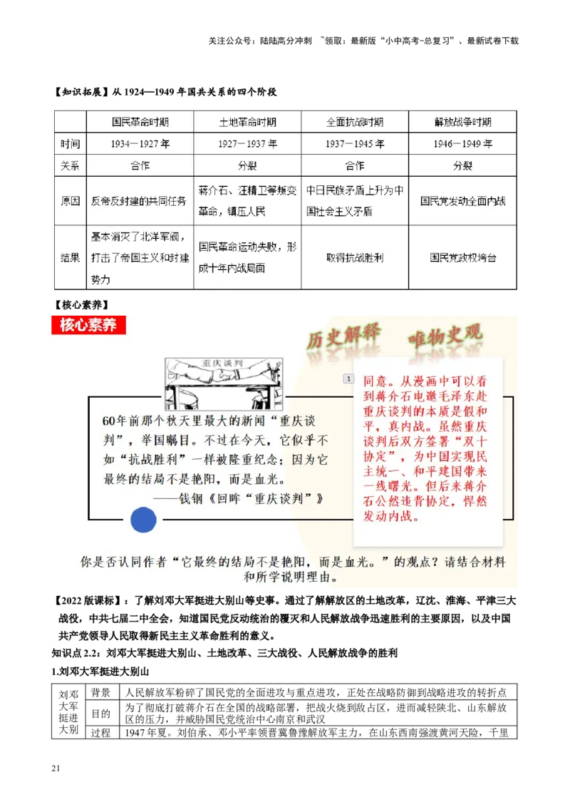 （讲义）专题12中华民族的抗日战争与人民解放战争（解析版）_02中考总复习（2026版更新中）_06-历史-中考总复习_2024年中考复习资料_一轮复习_配套讲义（原卷版+解析版）