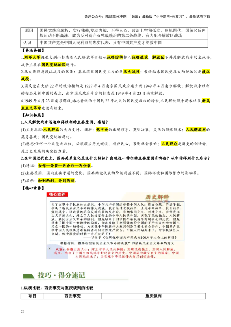 （讲义）专题12中华民族的抗日战争与人民解放战争（解析版）_02中考总复习（2026版更新中）_06-历史-中考总复习_2024年中考复习资料_一轮复习_配套讲义（原卷版+解析版）
