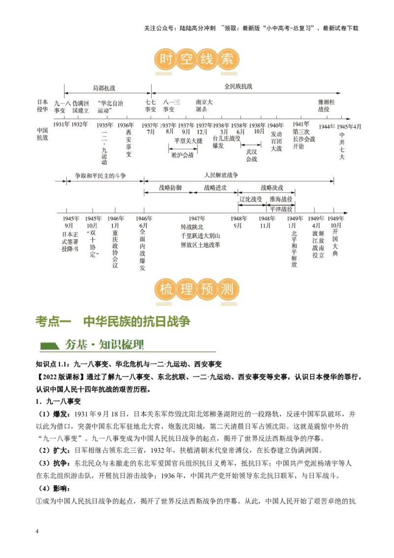 （讲义）专题12中华民族的抗日战争与人民解放战争（解析版）_02中考总复习（2026版更新中）_06-历史-中考总复习_2024年中考复习资料_一轮复习_配套讲义（原卷版+解析版）