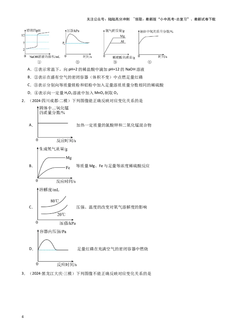 题型01坐标图像题（原卷版）_02中考总复习（2026版更新中）_05-化学-中考总复习_2025年中考复习资料_备战2025年中考化学真题题源解密