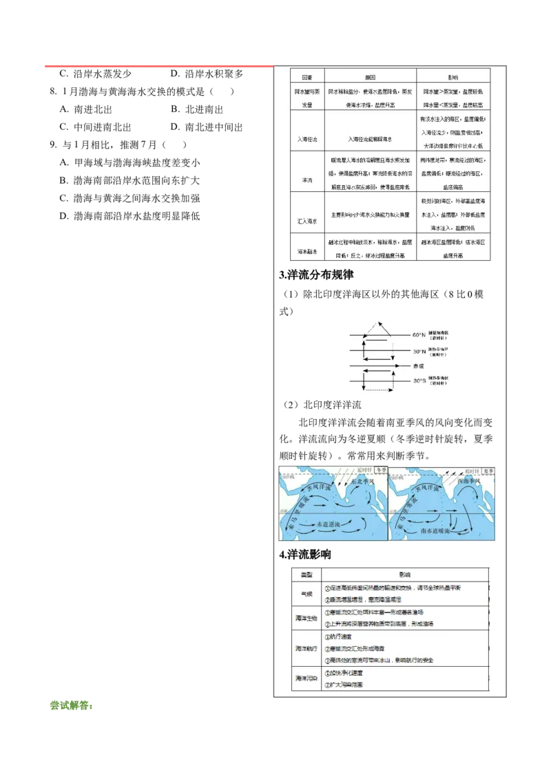 押题07地球上的水-备战2024年高考地理临考题型押题（辽宁卷）（原卷版）_9.2025地理总复习_2024年新高考资料_5.2024三轮冲刺_备战2024年高考地理临考题号押题（辽宁卷）323128912