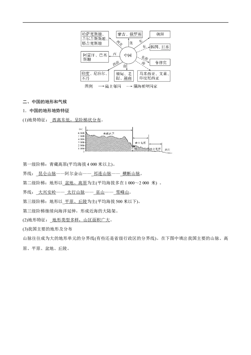 第28讲中国地理概况-备战2023年高考地理一轮复习讲义+练习（全国通用）（解析版）_9.2025地理总复习_赠品通用版（老高考）复习资料_一轮复习
