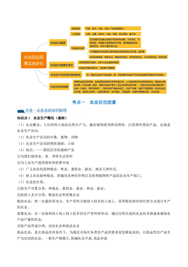 第24讲农业区位因素及其变化（讲义）（解析版）_9.2025地理总复习_2024年新高考资料_1.2024一轮复习_2024年高考地理一轮复习讲练测（新教材新高考）